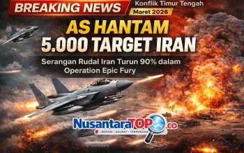 Keterangan Foto Ilustrasi serangan udara dalam operasi militer Amerika Serikat terhadap target militer Iran dalam Operation Epic Fury yang menyebabkan penurunan signifikan serangan rudal Iran di kawasan Timur Tengah Ilustrasi NusantaraTopco - NusantaraTopco